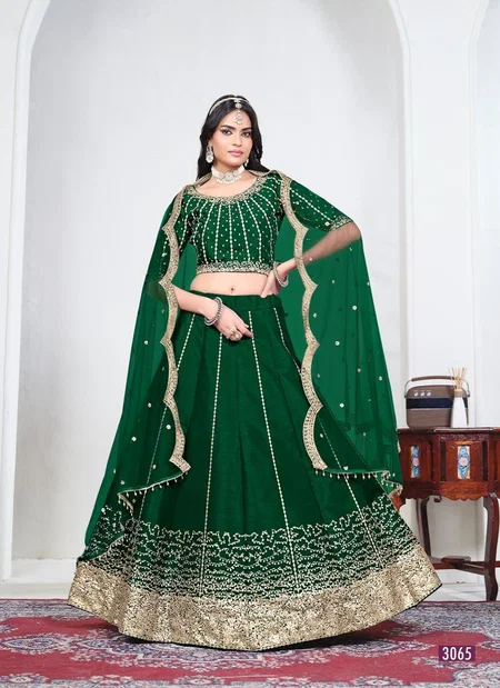 Green Colour Mehvish Vol 36 By Dani Creation Art Silk Mirror Work Embroidered Lehenga Choli 3065